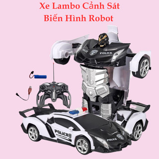 Xe cảnh sát điều khiển từ xa ô tô điều khiển từ xa biến hình robot chất liệu cao cấp màu sắc bắt mắt