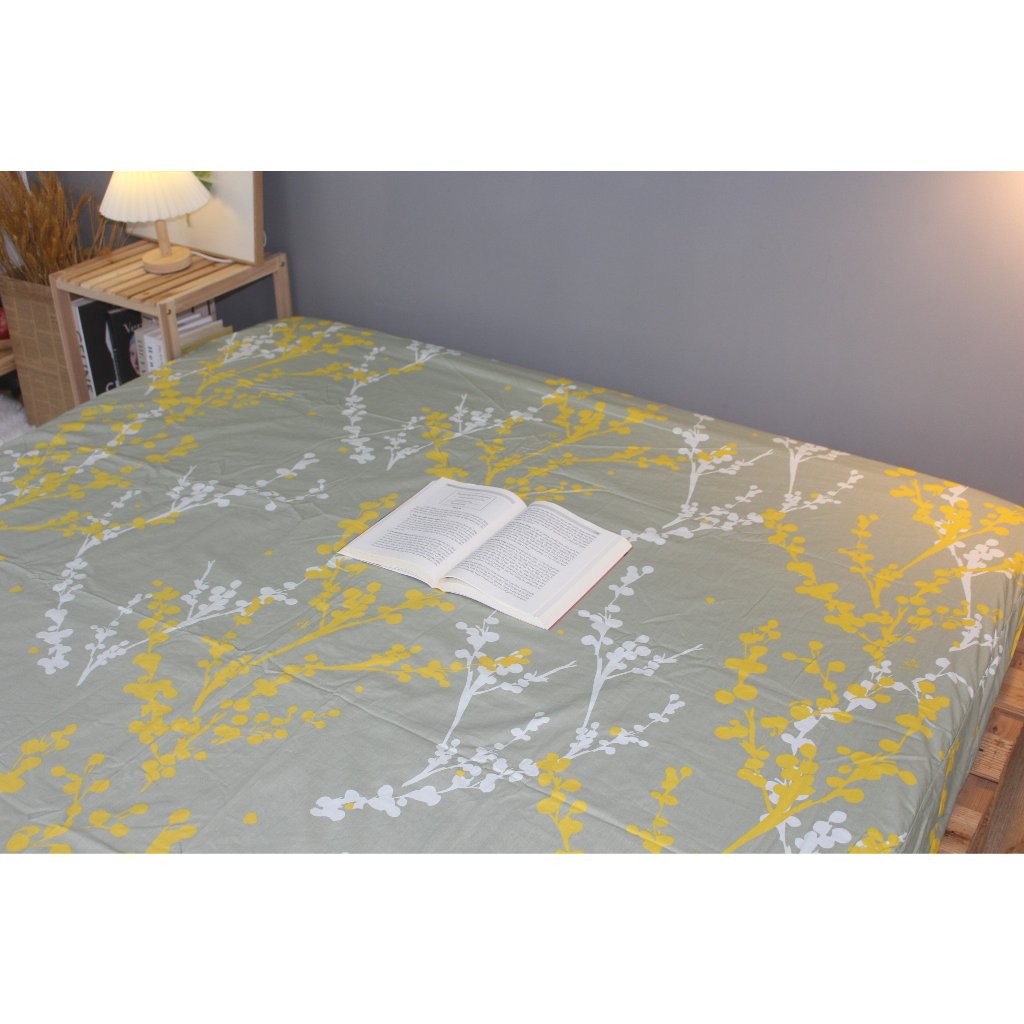 Tấm Drap lẻ KHA LY - Ga lẻ  - cotton thiên nhiên - Đào Đông-Kem - VN354