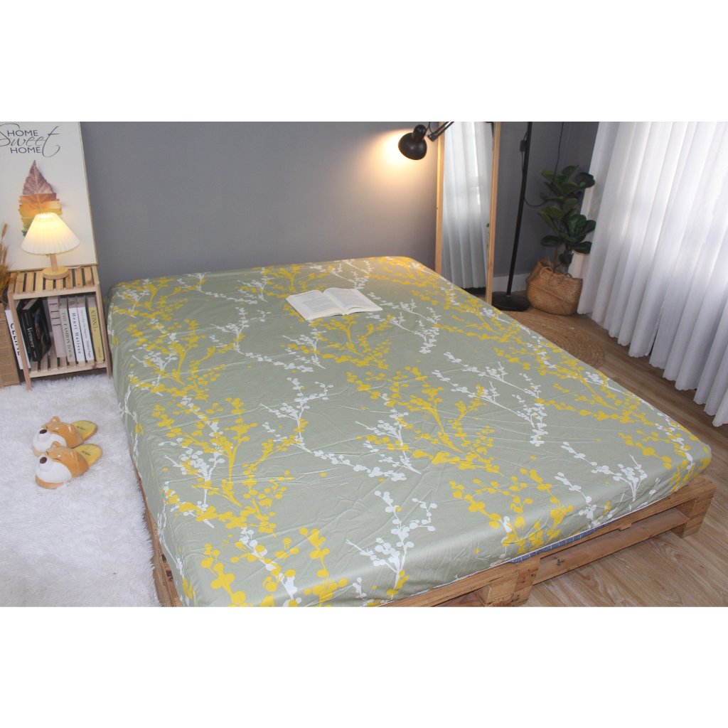 Tấm Drap lẻ KHA LY - Ga lẻ  - cotton thiên nhiên - Đào Đông-Kem - VN354