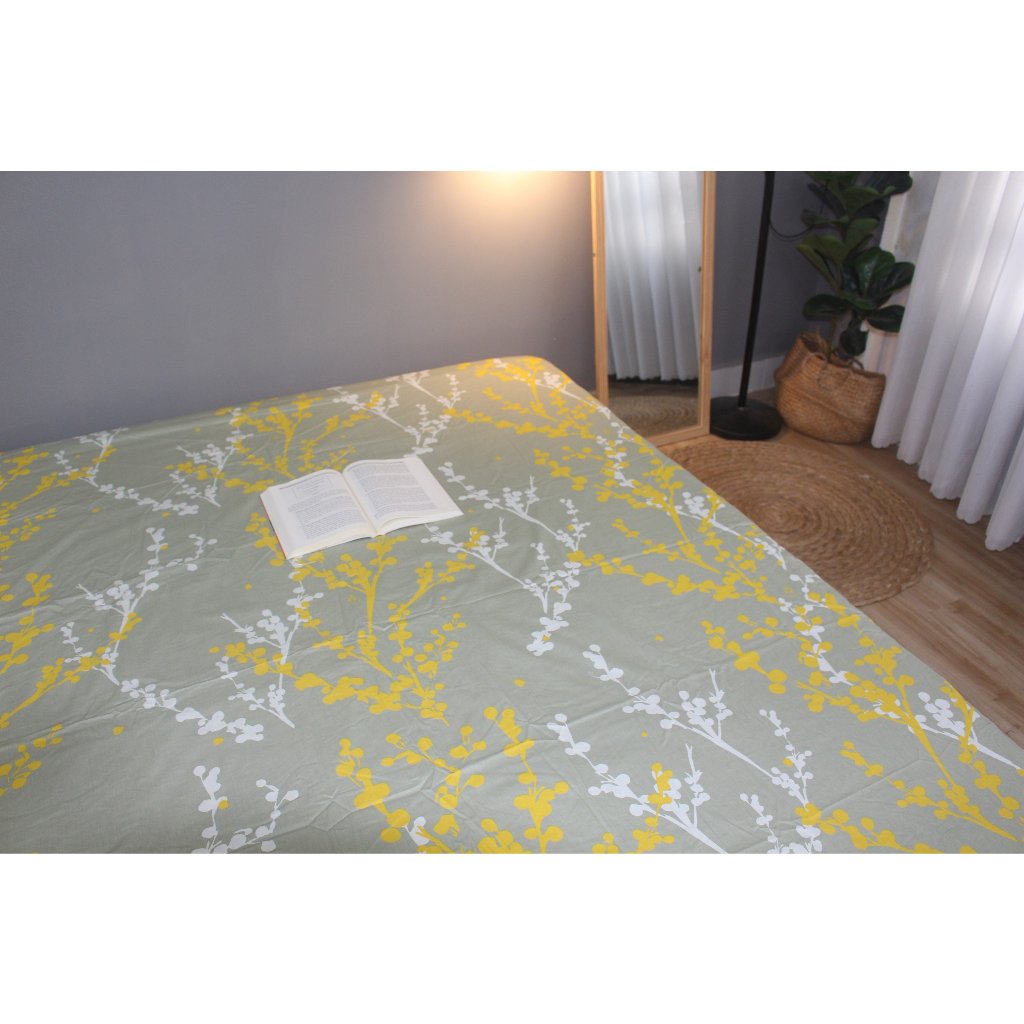 Tấm Drap lẻ KHA LY - Ga lẻ  - cotton thiên nhiên - Đào Đông-Kem - VN354