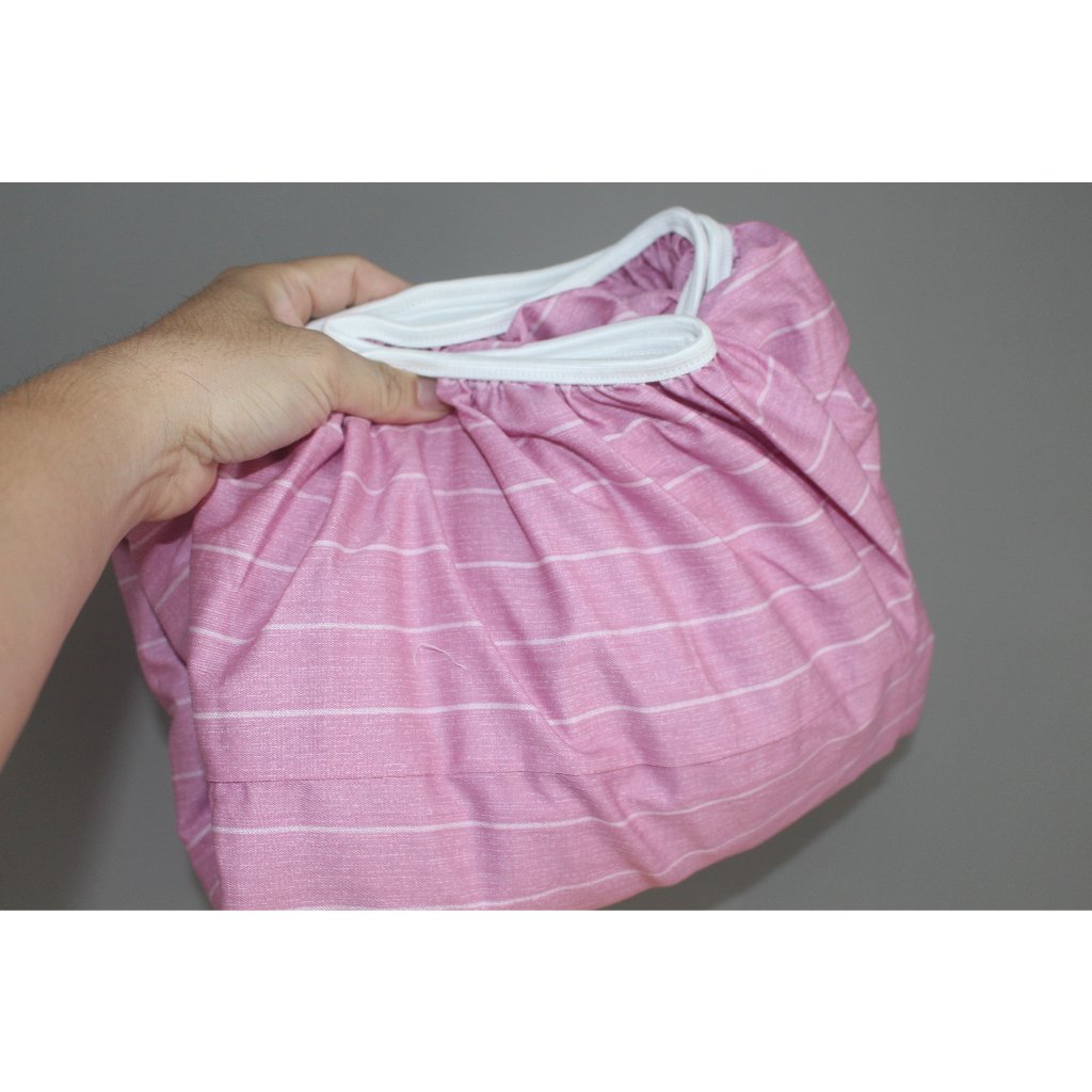 Tấm Drap lẻ KHA LY - Ga lẻ  - cotton thiên nhiên - Sọc Nhỏ-Hồng - VN360