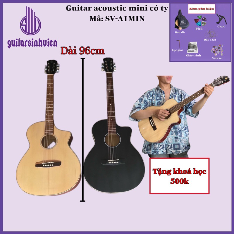 Đàn guitar mini 3/4 có ty chống cong classic và acoustic - Chuyên tập chơi - Tặng nhiều phụ kiện