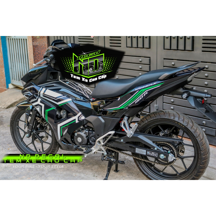 Tem rời Winner X V3 xe đen - mẫu chỉ xanh lá bạc siêu hot 2023