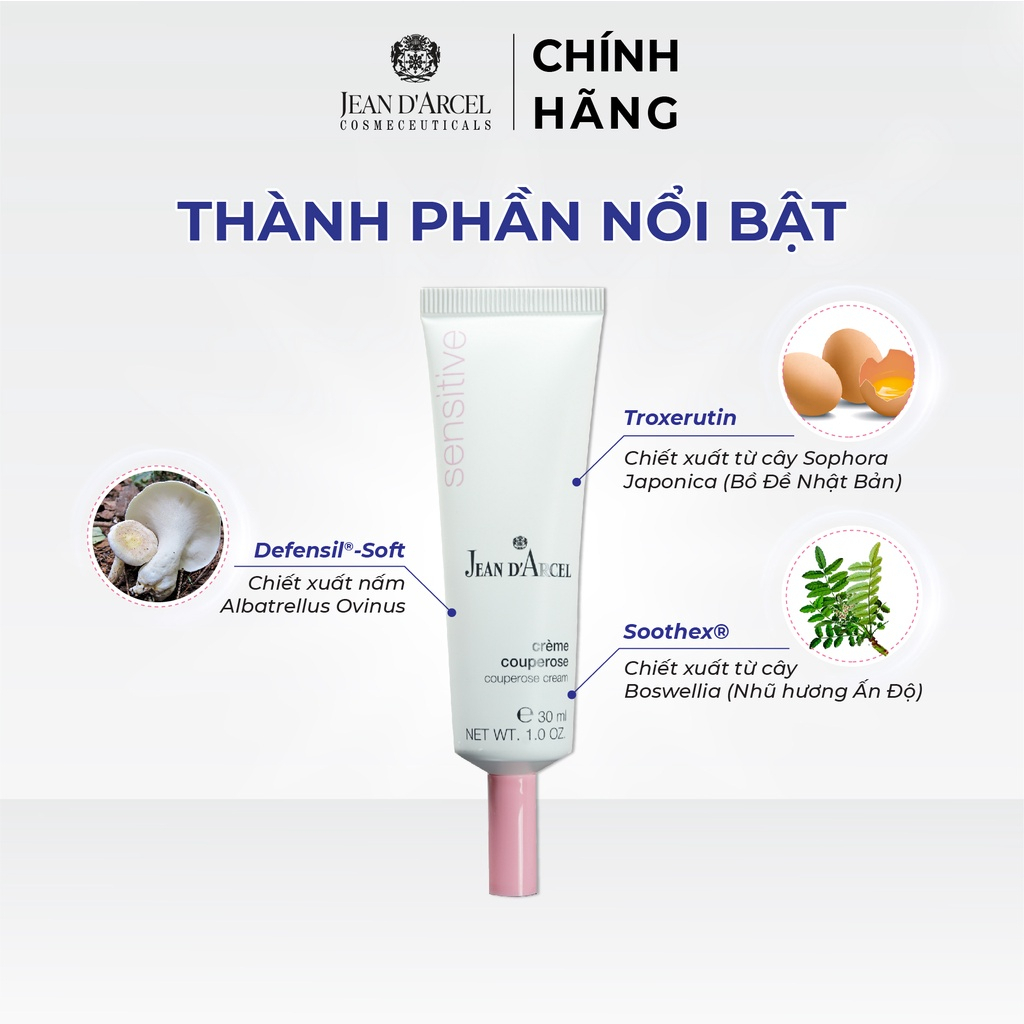 Jean D'Arcel Couperose Cream - Kem Dưỡng Cho Da Nhạy Cảm, Giảm Đỏ Da Và Giảm Giãn Tĩnh Mạch