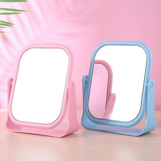 Gương  để bàn 2 mặt gương xoay 360 độ trang điểm chất liệu nhựa lúa mạch 2 mẫu vuông và bầu dục