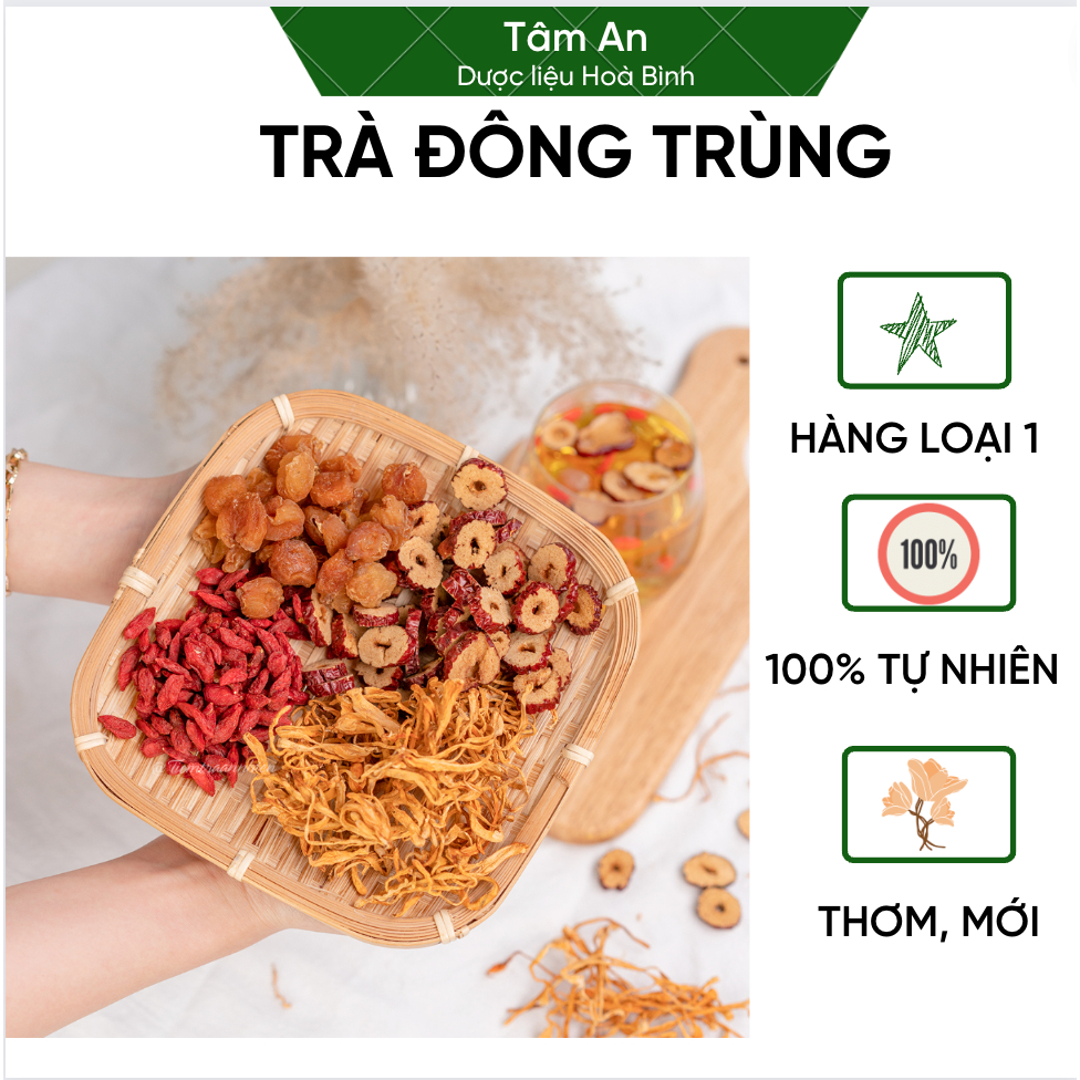 Trà đông trùng hạ thảo tứ vị, trà dưỡng nhan giúp tăng cường miễn dịch, tăng dẻo dai, an thần