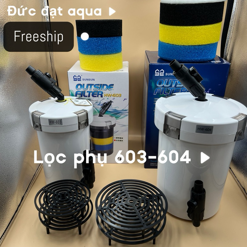 Lọc phụ Sunsun HW 603/604 603B/604B vỏ trắng đục - Lọc thùng làm sạch nước hồ cá cảnh thủy sinh