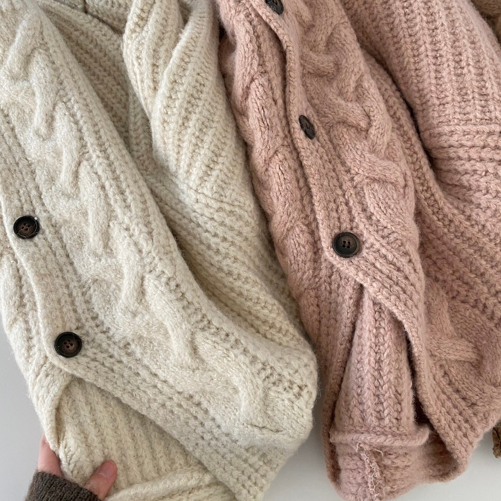 Áo len đan nữ Cardigan Cổ V Form rộng Hàn Quốc Áo len nữ Giữ ấm Chất dày dặn Thu Đông Cardigan