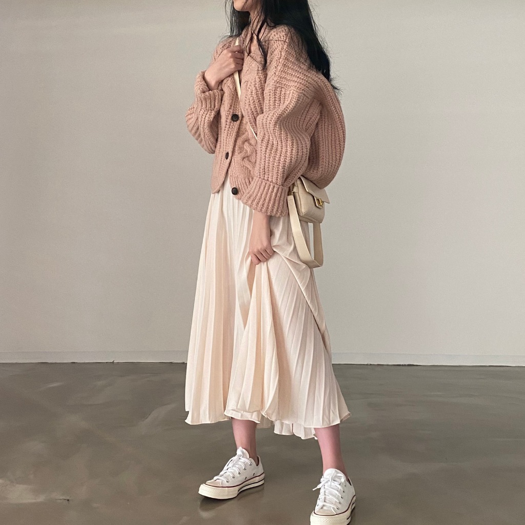 Áo len đan nữ Cardigan Cổ V Form rộng Hàn Quốc Áo len nữ Giữ ấm Chất dày dặn Thu Đông Cardigan