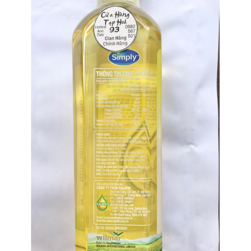 Dầu Ăn đậu nành Simply Chai 1L