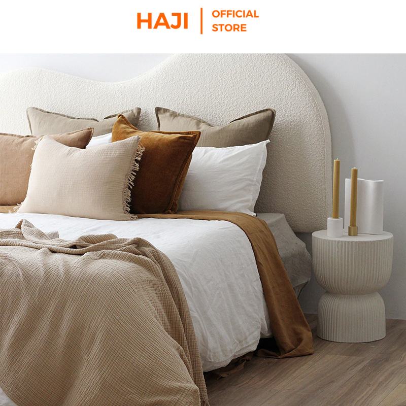 Gối để đầu giường cao cấp bọc vải lông cừu thương hiệu HAJI - F37