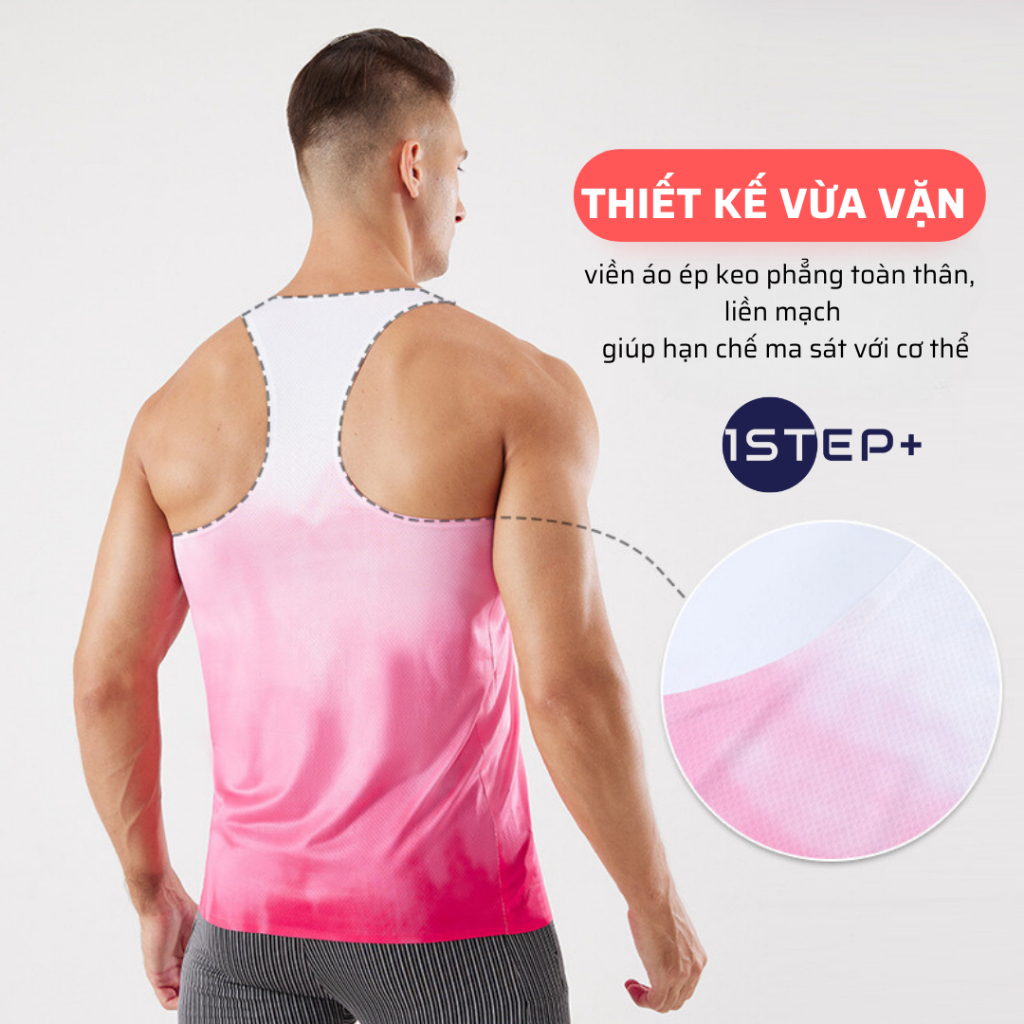 Áo Singlet chạy bộ OnStep Running Gadient thoáng khí nhanh khô dành cho Nam