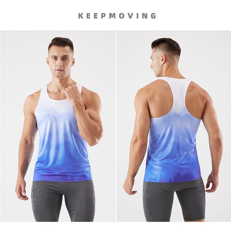 Áo Singlet chạy bộ OnStep Running Gadient thoáng khí nhanh khô dành cho Nam