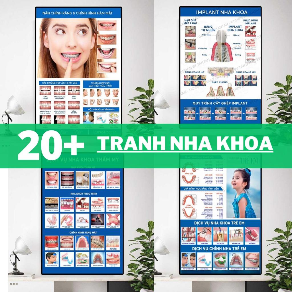 Tranh nha khoa răng sứ niềng răng thẩm mỹ decor trang trí nhiều mẫu hot chất liệu tráng gương cao cấp sang xịn có khung