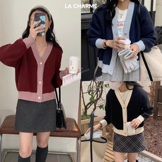 Cadigan len viền 3 khuy gold 2966