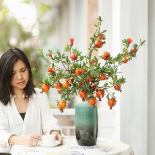 Cành lựu giả cắm bình, bình lựu trang trí decor phòng khách sang trọng, phú quý, tài lộc Landecor