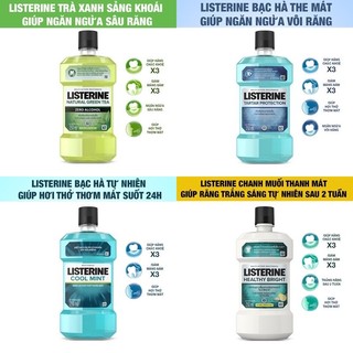 Nước súc miệng Listerine Cool Mint Chai 250ml 750ml (Bibistore)