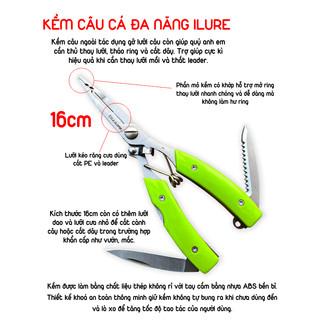 Kìm câu cá đa năng, kìm gỡ lưỡi thay ring cắt dây ILURE bằng thép không rỉ - siêu cứng chắc