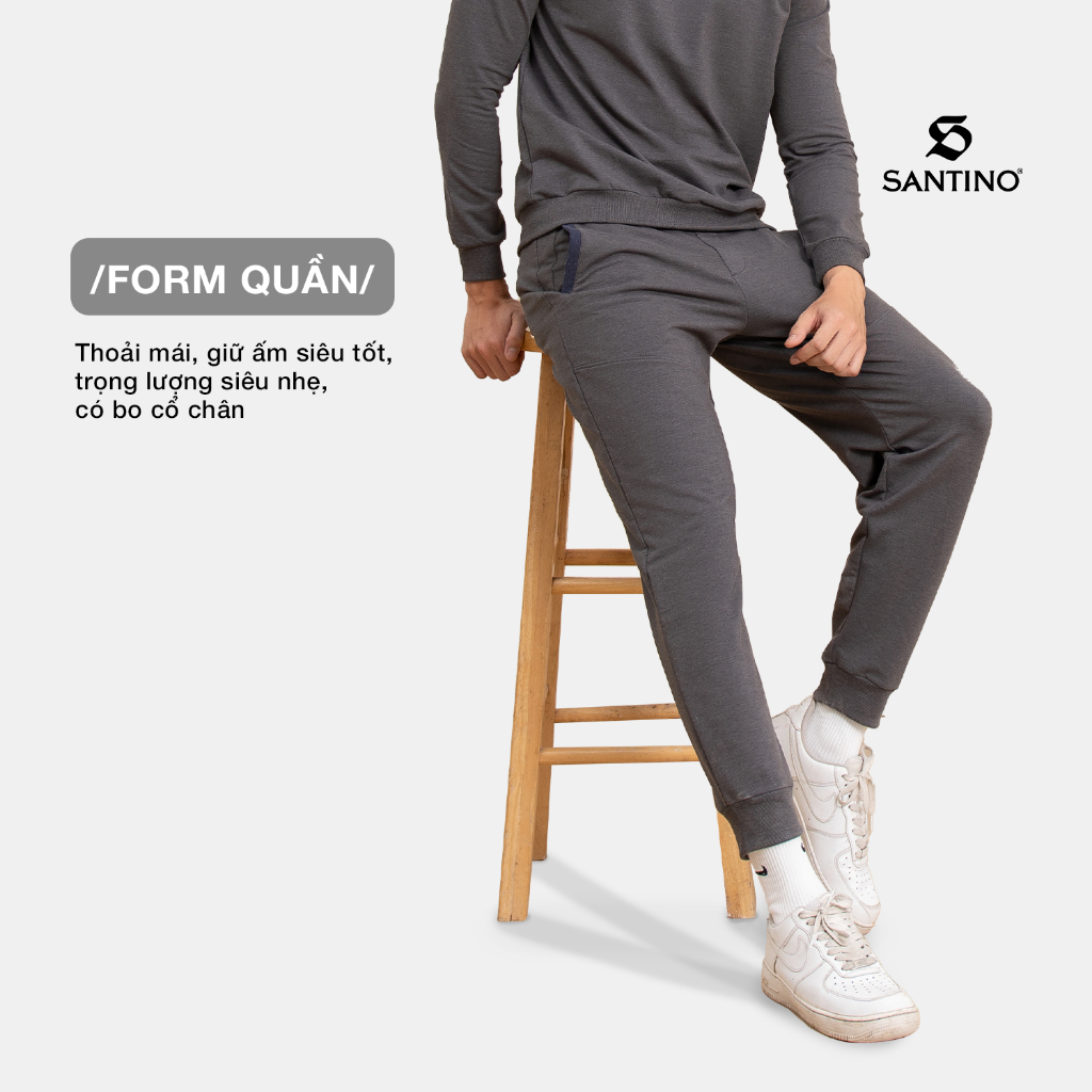 Quần Nỉ Nam Jogger Casual Thu Đông Co Giãn Thoải Mái Cao Cấp Santino