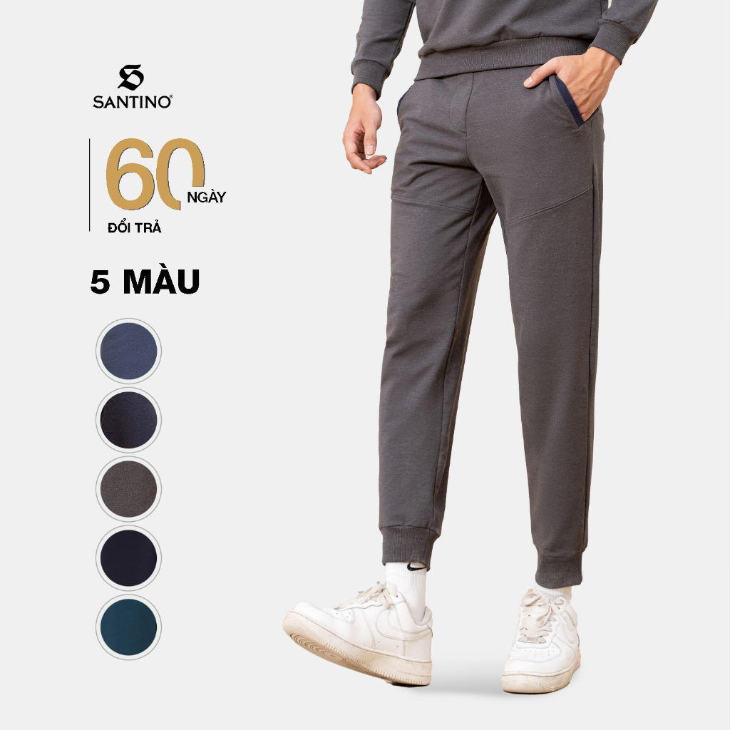 Quần Nỉ Nam Jogger Casual Thu Đông Co Giãn Thoải Mái Cao Cấp Santino