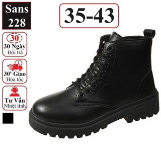 Giày boot nữ big size 43 42 41 Sans228 giầy độn đế 6cm martin cao cổ bốt boost đen tăng 6p chiến binh combat boots