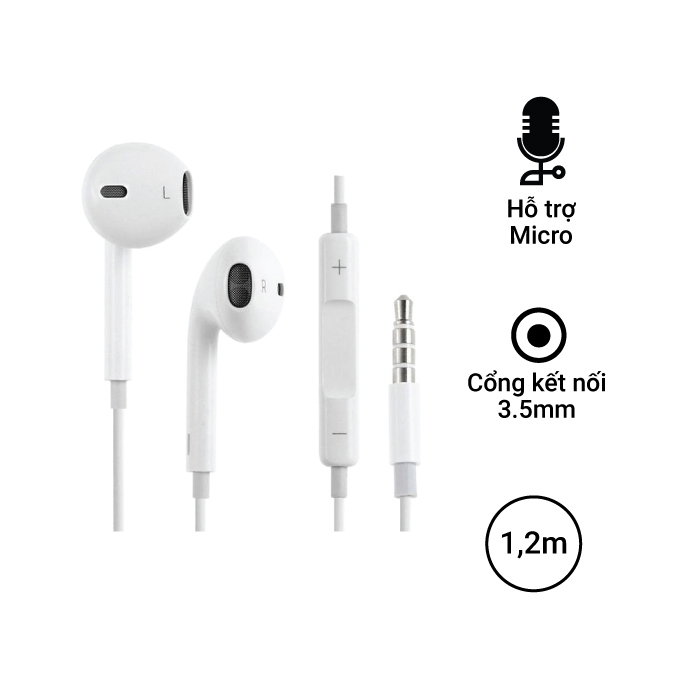 Tai Nghe 6/6s/6p/6sp Jack 3.5mm 7/7plus/8plus/X/Xs max cao cấp - Bảo Hành 12 Tháng