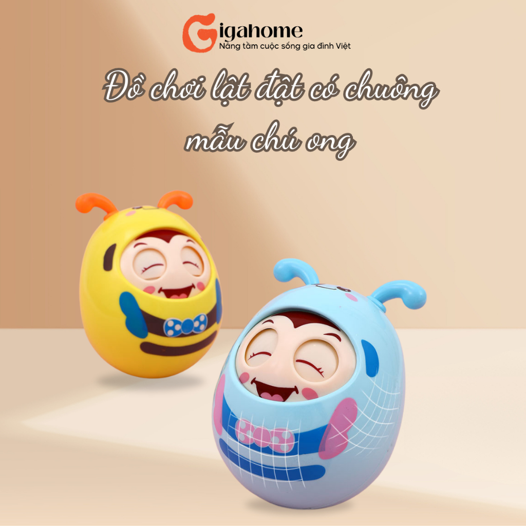Đồ Chơi Con Lật Đật Ong Dễ Thương GIGAHOMEVN Mắt Nhắm Mở Liếc, Âm Thanh Leng Keng Vui Nhộn 7681