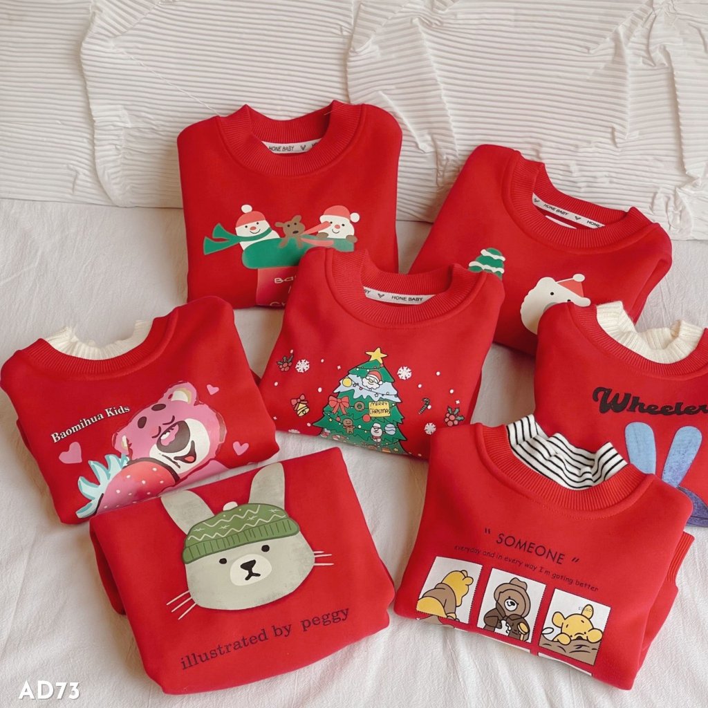 Áo nỉ noel cho bé gái, Áo nỉ giáng sinh cho bé Thanh Hằng Baby 11kg đến 28kg