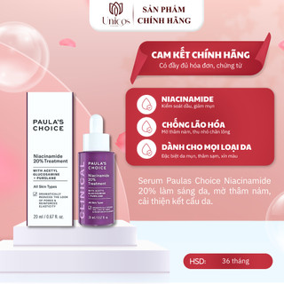 Serum Paula's Choice Niaciamide 20% Thẩm Thấu Nhanh - Serum Se Khít Lỗ Chân Lông Giảm Mụn - Sáng Da Trẻ Hóa Da Săn Chắc