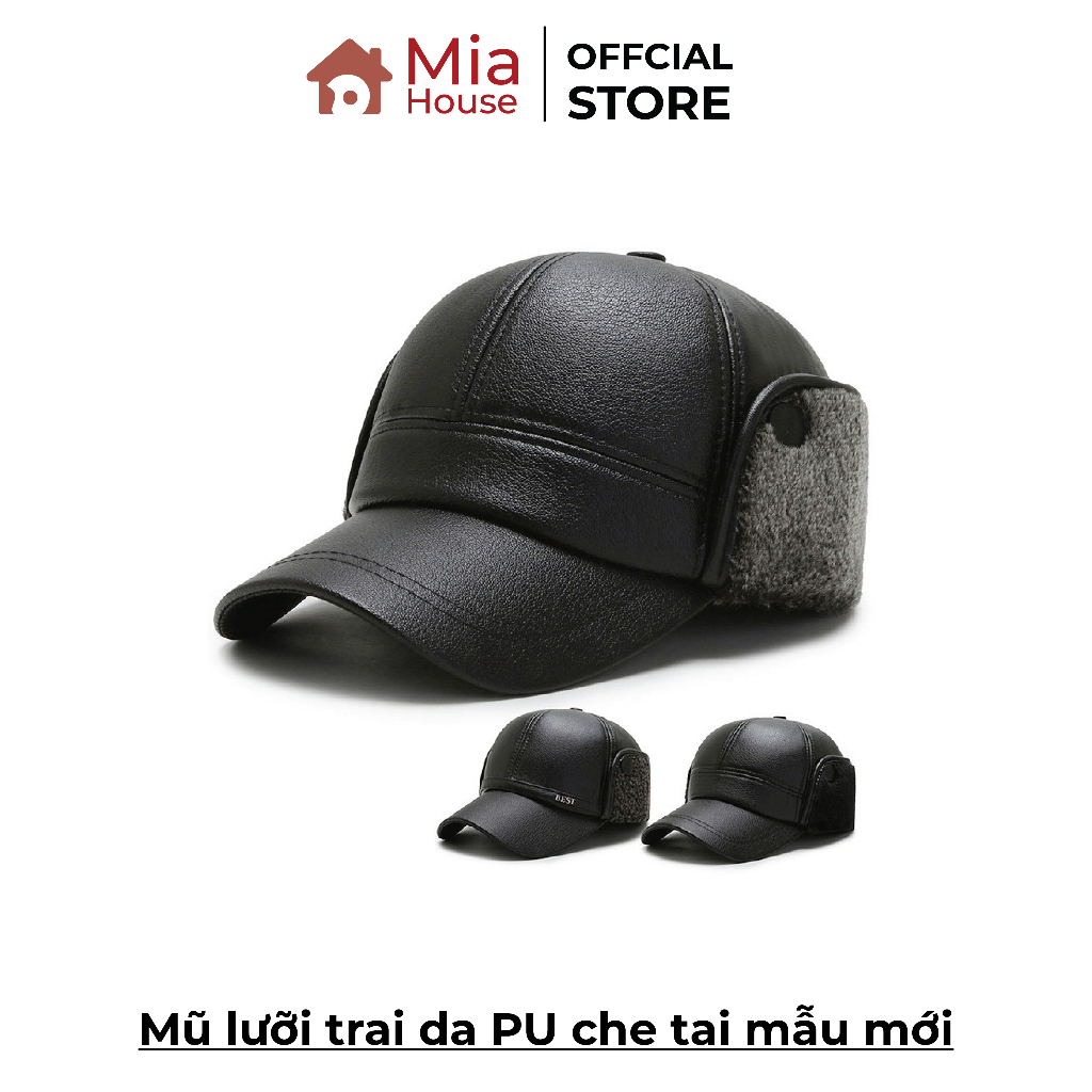 Mũ lưỡi trai da PU che tai mẫu mới - Nón lưỡi trai mùa đông