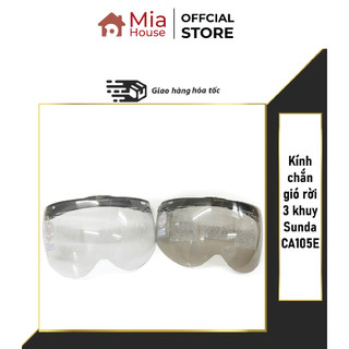 Kính chắn gió rời 3 khuy Sunda CA105E lắp mũ bảo hiểm 1/2 hoặc ba phần tư -Hàng chính hãng Sunda