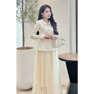 Set Đầm Dạ Thiết Kế MAY CH140 Chất Liệu Dạ Cao Cấp Phối Ren Lưới - Set Váy Dạ Thiết Kế Thanh Lịch Chuẩn MAY