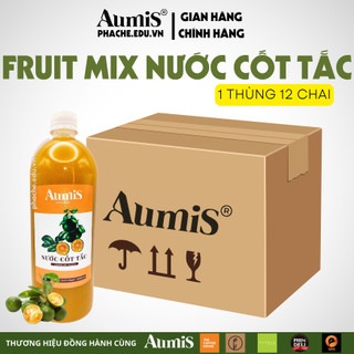Thùng nước cốt tắc aumis làm trà trái cây, trà sữa chai 1000ml