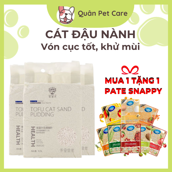 Cát vệ sinh đậu nành Randolph vón siêu tốt an toàn túi 6.5L, cát mèo Randolph dạng túi Quân Pet Care