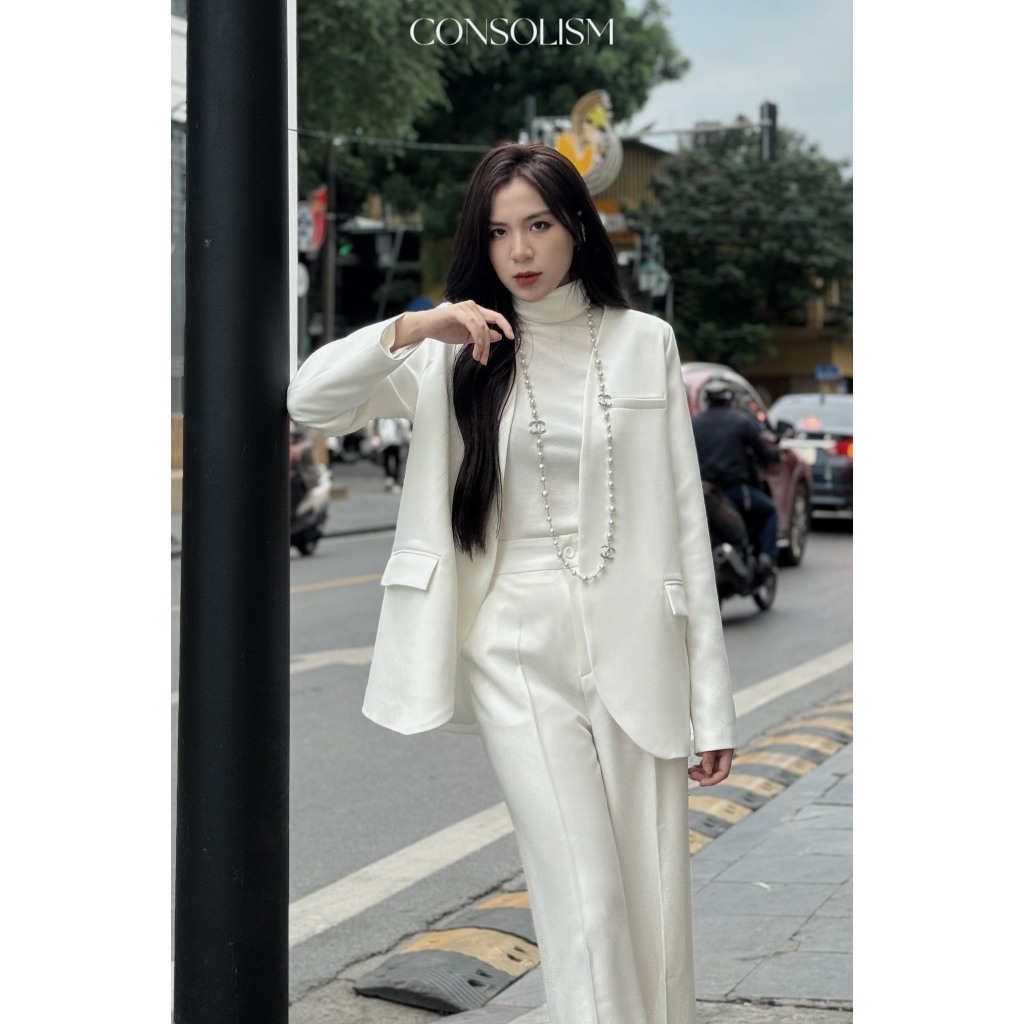 Áo blazer Helen trắng đen thiết kế cao cấp A109