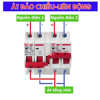 Cầu dao đảo chiều 63A 2P 220V LW, aptomat đảo chiều, át đảo chiều liên động