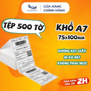 Giấy In Nhiệt A7 75x100mm Tệp 500 Tờ Loại Dày In Sắc Nét Không Phai Mực VUILEE RETAIL