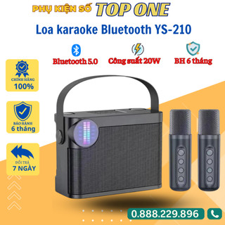 Loa bluetooth karaoke YS-210 kèm 2 míc hát karaoke tiện lợi và công suất mạnh mẽ 20W Bảo hành chính hãng 06 Tháng