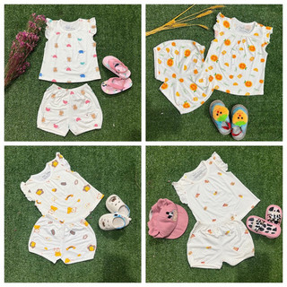 Bộ cộc tay bé gái vải sợi tre mềm mịn 8-15kg