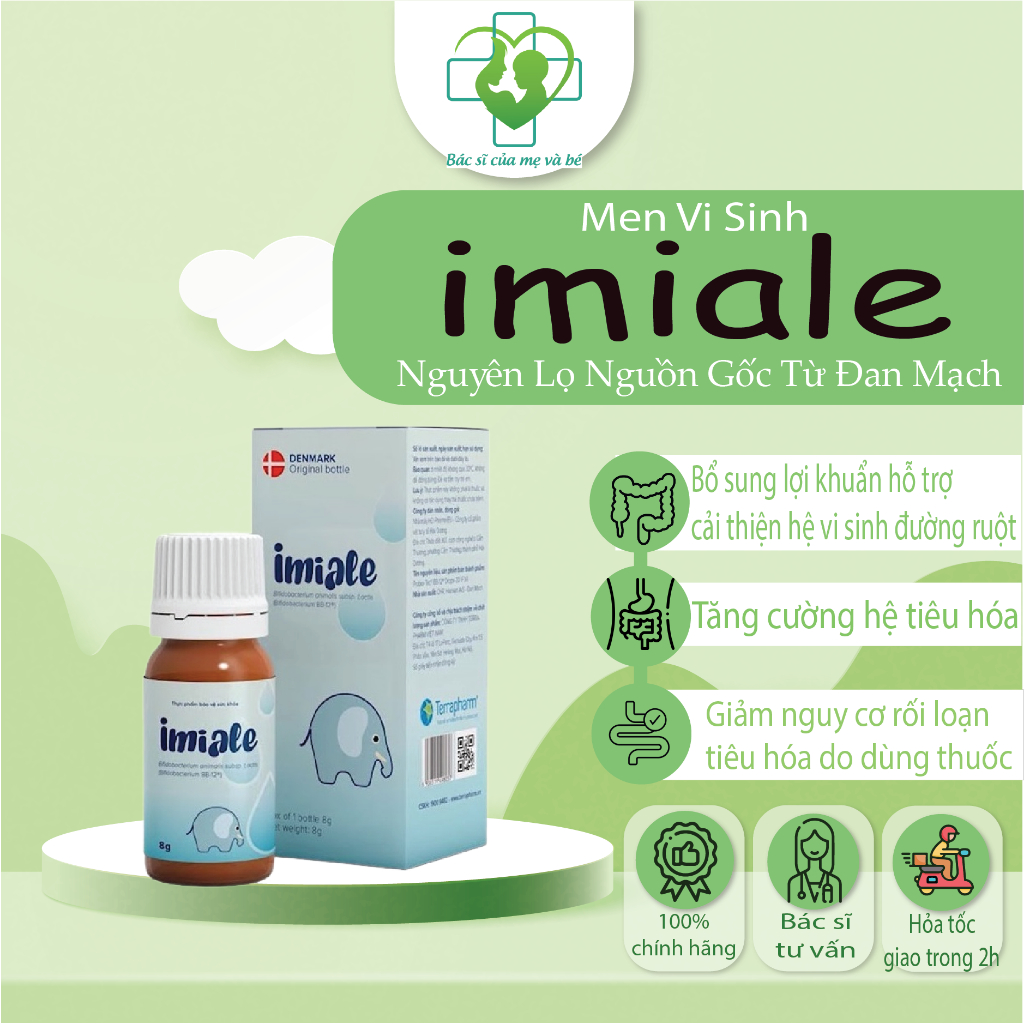Men vi sinh IMIALE - Cải thiện tiêu hóa, biếng ăn, tăng đề kháng từ Đan Mạch, dung tích 8ml