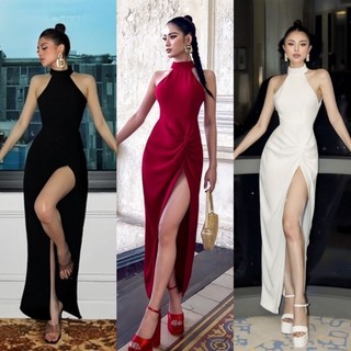 Đầm dạ hội cổ lọ sát nách hở lưng cao cấp- TẶNG KÈM HOA TAI THỜI TRANG
