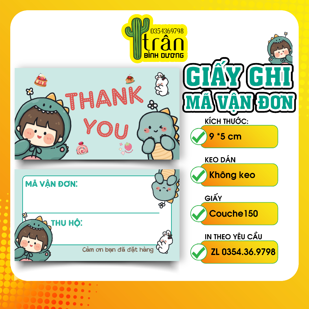 200 phiếu ghi mã vận đơn dễ thương cute