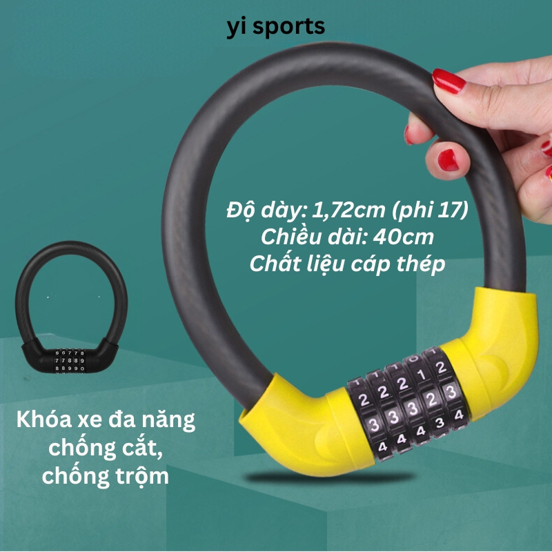 Khoá dây 5 số cao cấp cho xe đạp, khóa xe đạp mã 5 số loại tốt chống trộm, chống cắt, an toàn