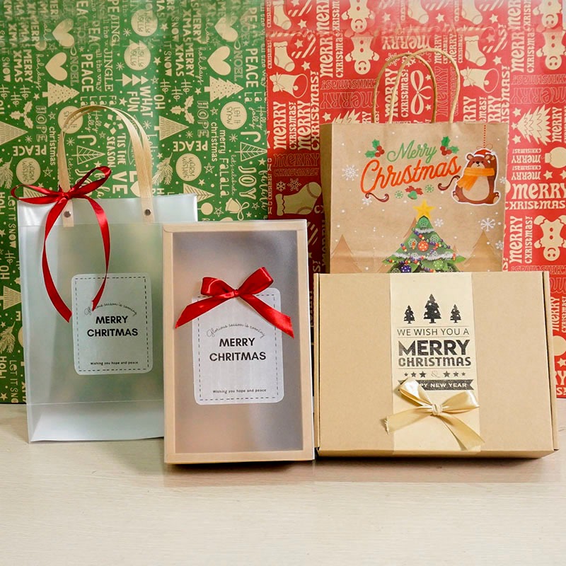 Hộp quà - Túi giáng sinh tổng hợp nhiều loại hộp túi đựng quà Noel vintage thiết kế handmade