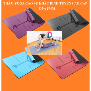  Thảm Tập Yoga 5mm Định Tuyến Cao Su PU Cao Cấp + Túi Đựng + Dây Buộc - Màu Xanh Ngọc Deli Fitness 