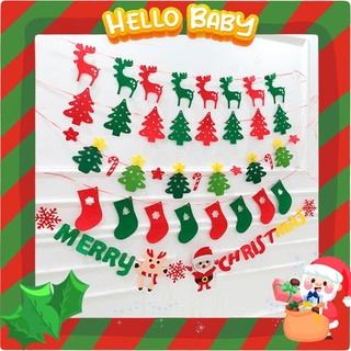 Dây vải dạ bộ chữ Merry Christmas, hình trang trí Noel