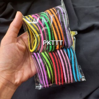 Túi 10 thun cột tóc sọc màu tối ngẫu nhiên(bản vừa 1.5cm)