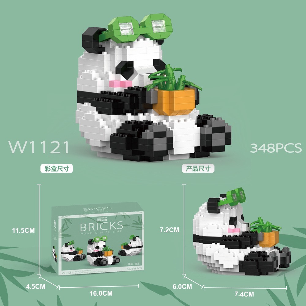Le.go con heo mini gấu trúc panda hình thú cưng động vật dễ thương Đồ chơi lắp ráp mô hình Xếp hình nano 3d