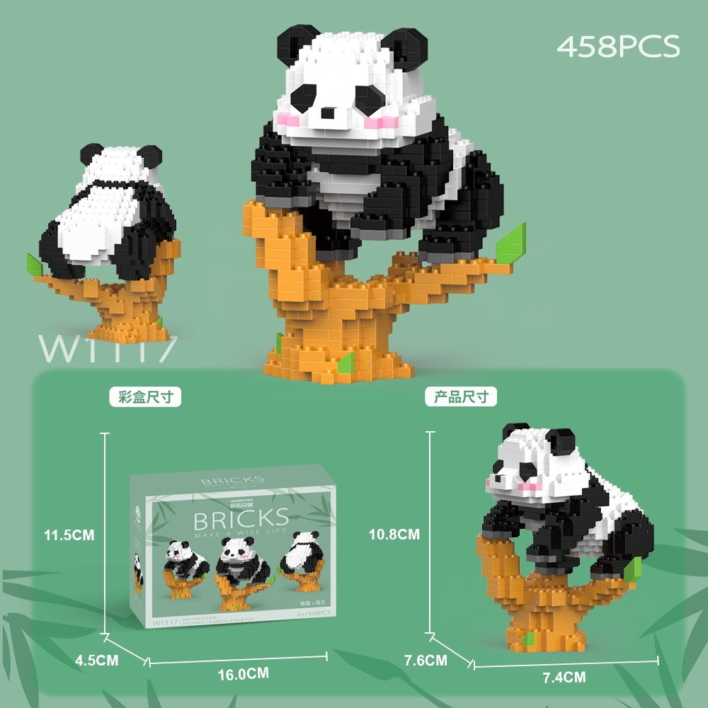 Le.go con heo mini gấu trúc panda hình thú cưng động vật dễ thương Đồ chơi lắp ráp mô hình Xếp hình nano 3d