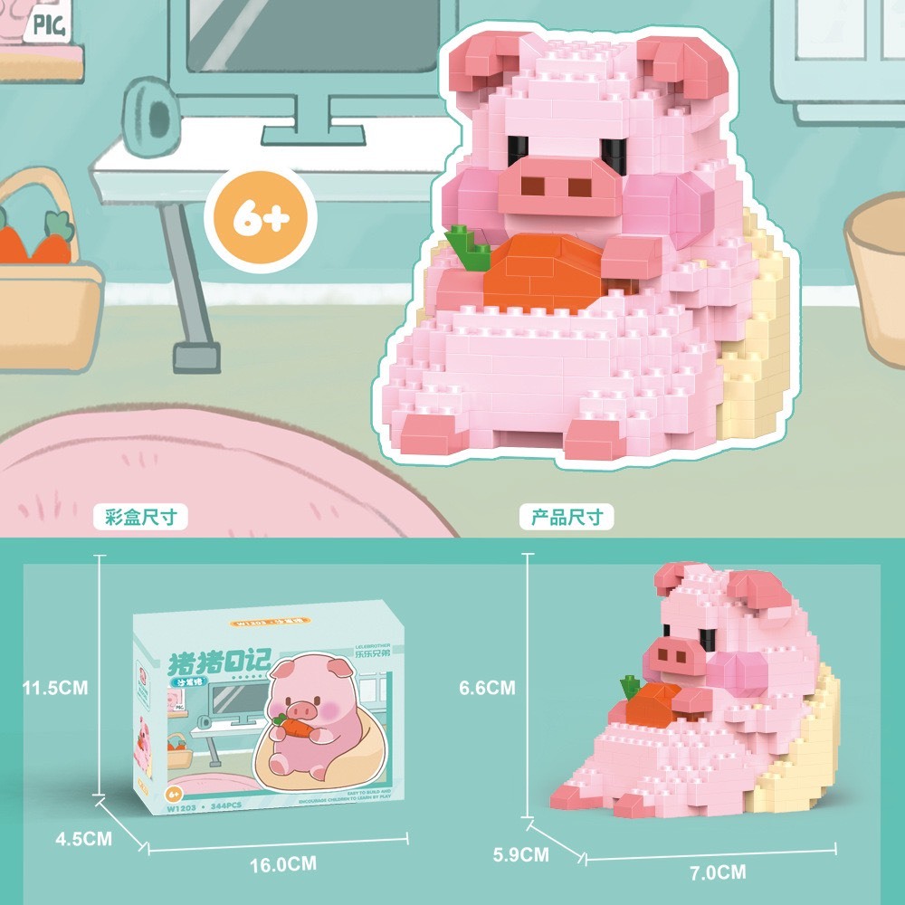 Le.go con heo mini gấu trúc panda hình thú cưng động vật dễ thương Đồ chơi lắp ráp mô hình Xếp hình nano 3d